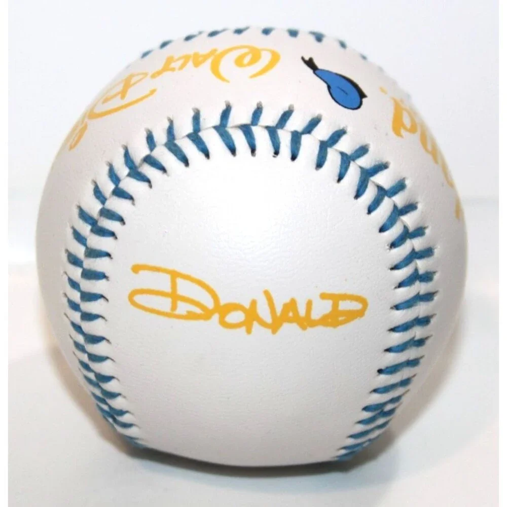 Disney Donald Duck Baseball WDW Disneyland Souvenir Classic Face Blue Laced Ball